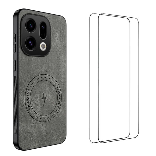 WANLONFENG For Oppo Find X9 5G Magnetic Case  SD Series PC TPU Phone Cover with 2Pcs Screen Film - Grey - 1