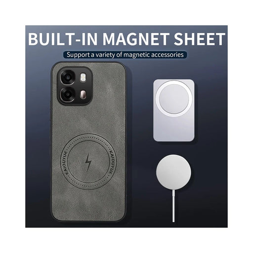 WANLONFENG For Oppo A6x 4G / Oppo A6x 5G Magnetic Case  SD Series PC TPU Phone Cover with 2Pcs Screen Film - Grey - 2