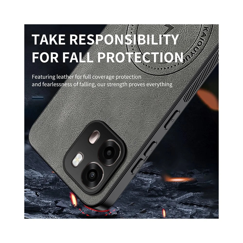 WANLONFENG For Oppo A6x 4G / Oppo A6x 5G Magnetic Case  SD Series PC TPU Phone Cover with 2Pcs Screen Film - Grey - 4