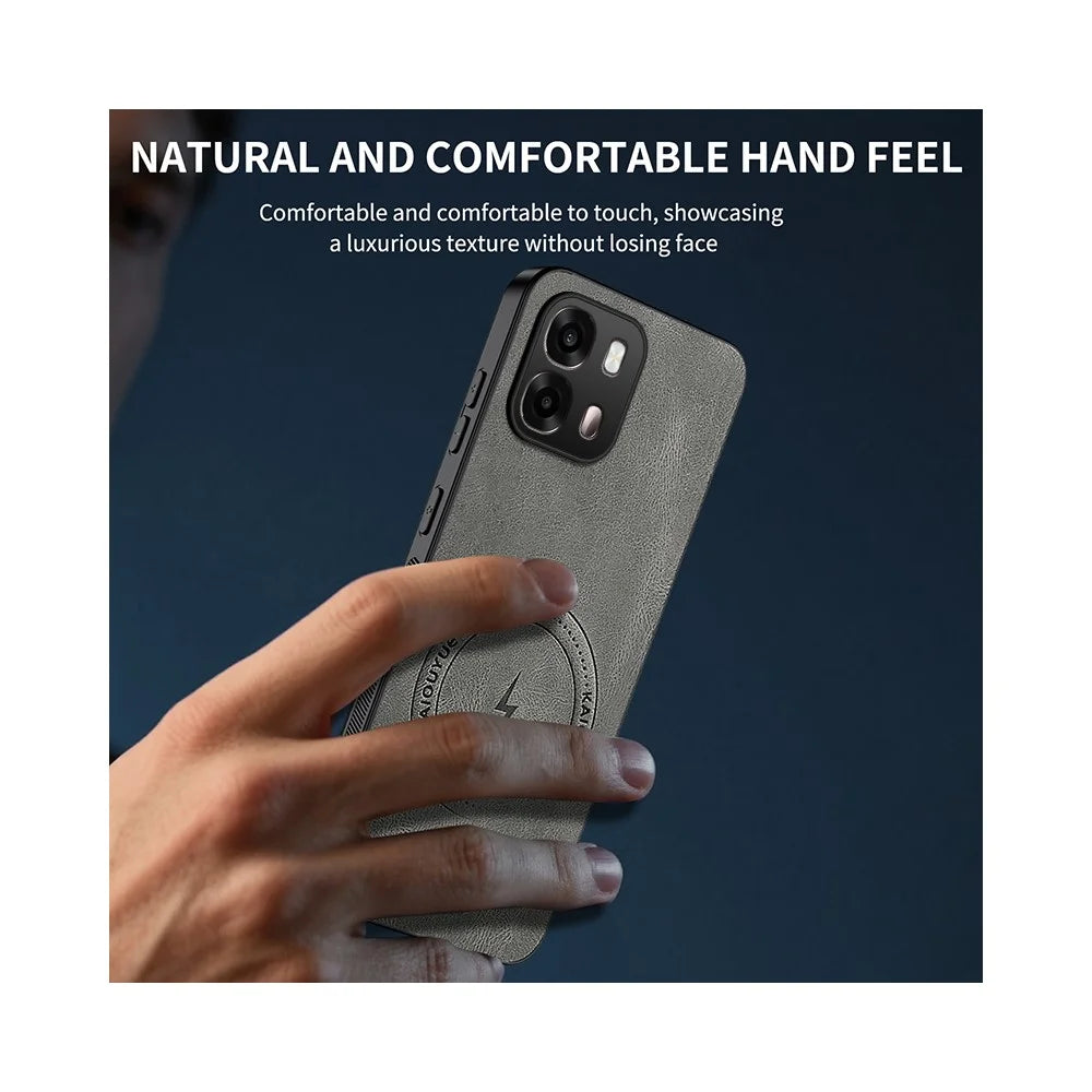 WANLONFENG For Oppo A6x 4G / Oppo A6x 5G Magnetic Case  SD Series PC TPU Phone Cover with 2Pcs Screen Film - Grey - 5