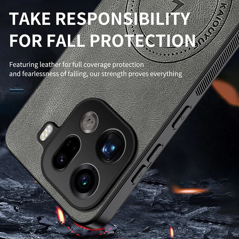 WANLONFENG For Oppo Find X9 Pro 5G Magnetic Case  SD Series PC TPU Phone Cover with 2Pcs Screen Film - Grey - 4