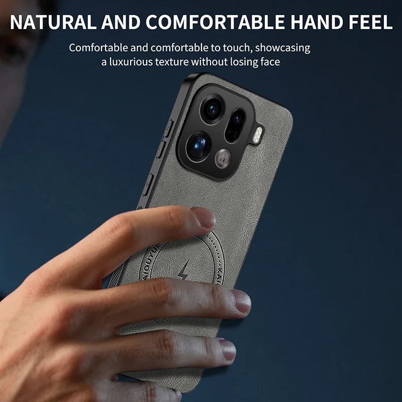 WANLONFENG For Oppo Find X9 Pro 5G Magnetic Case  SD Series PC TPU Phone Cover with 2Pcs Screen Film - Grey - 5