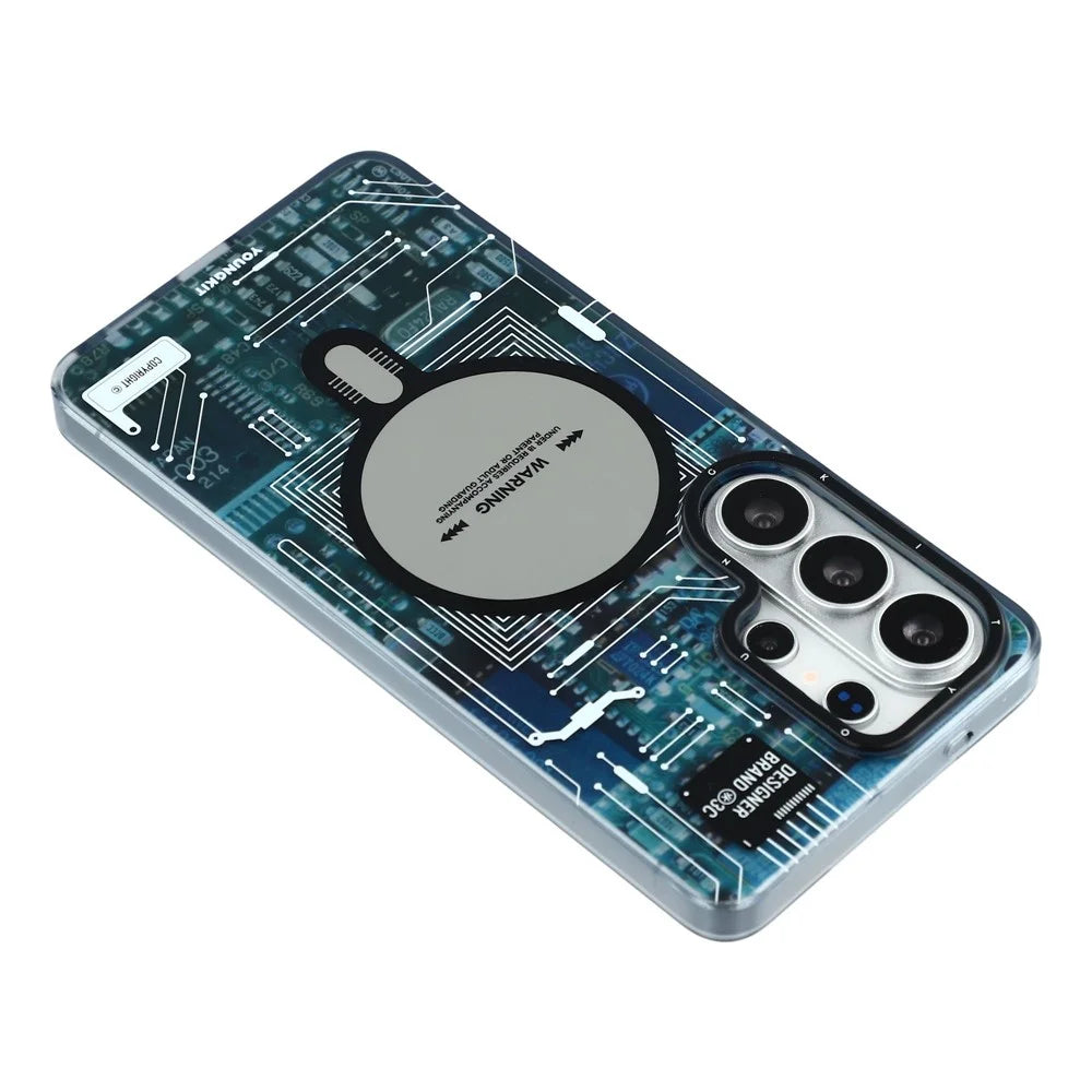 YOUNGKIT Technology Series for Samsung Galaxy S26 Ultra Magnetic Case Hard PC IMD Phone Cover - Black - 5