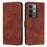 For Realme C85 Pro 4G Stand Case PU Leather Phone Cover Imprinted Heart Pattern - Brown - 1