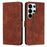 For Samsung Galaxy S26 Ultra Stand Case PU Leather Phone Cover Imprinted Heart Pattern - Brown - 1