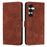 For Samsung Galaxy S26+ Stand Case PU Leather Phone Cover Imprinted Heart Pattern - Brown - 1