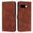 For Google Pixel 10a Stand Case PU Leather Phone Cover Imprinted Heart Pattern - Brown - 1