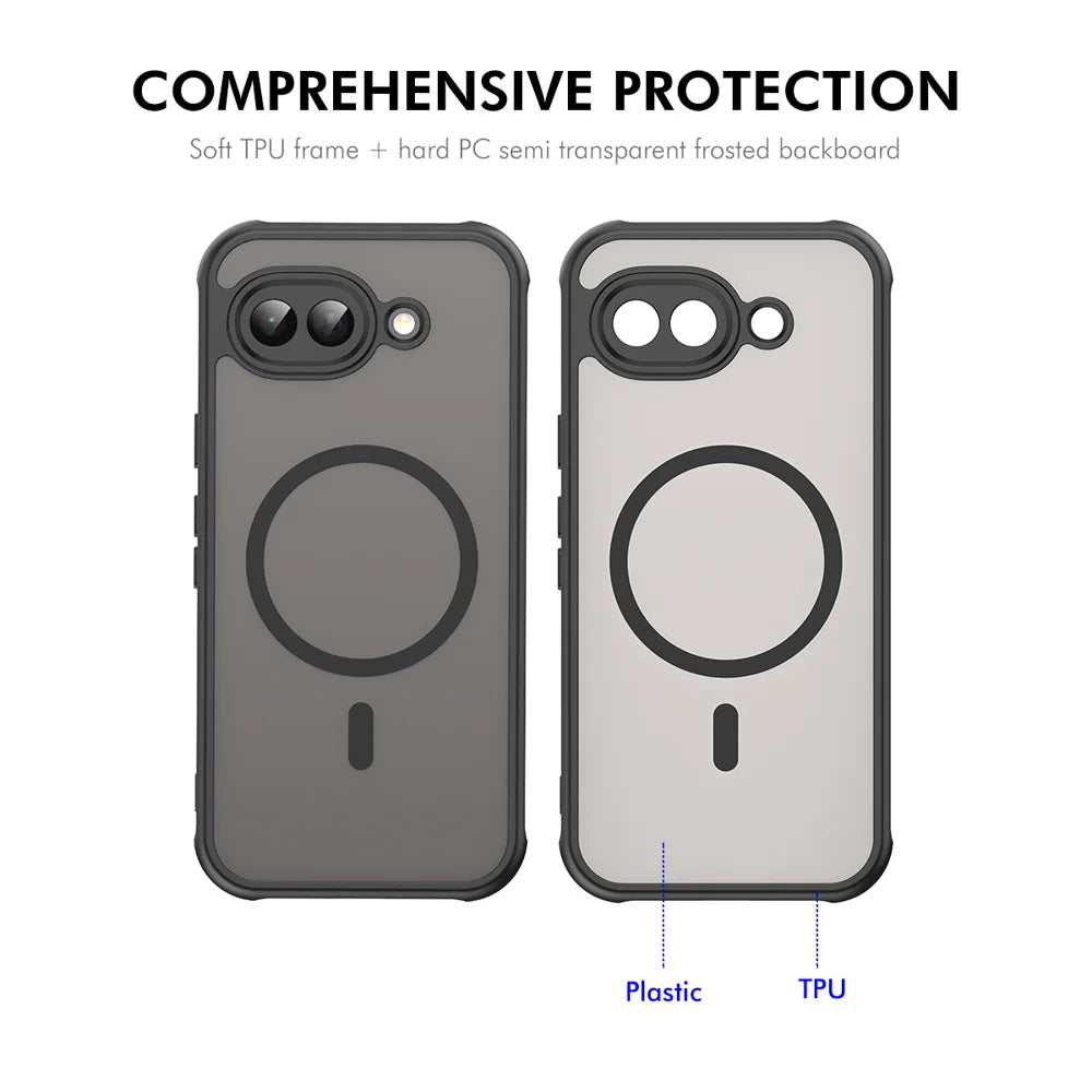 ENKAY HAT PRINCE For Google Pixel 10a   Magnetic Case with 9H Tempered Glass PC TPU Matte Phone Cover - Black - 3