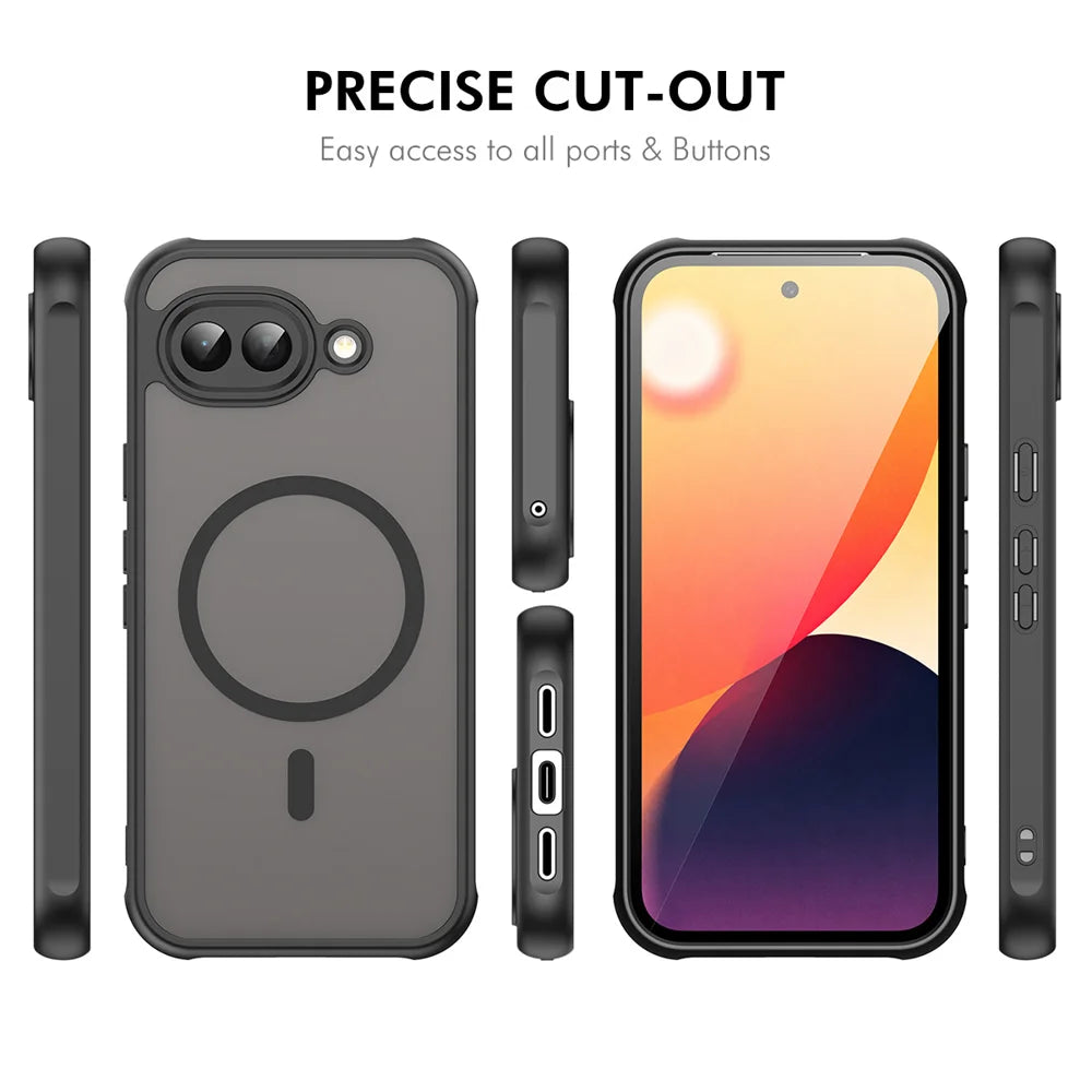 ENKAY HAT PRINCE For Google Pixel 10a   Magnetic Case with 9H Tempered Glass PC TPU Matte Phone Cover - Black - 5