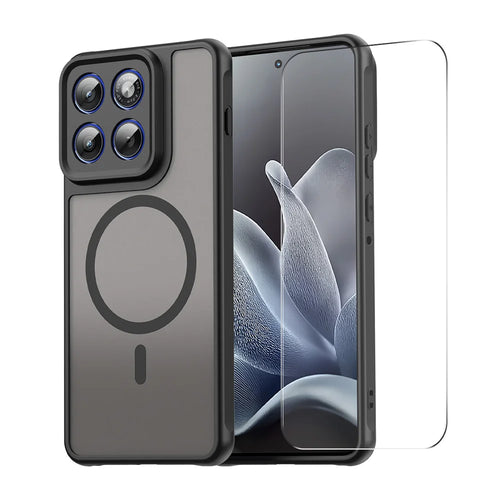 ENKAY HAT PRINCE For Motorola Edge 70 5G   Magnetic Case with 9H Tempered Glass PC TPU Matte Phone Cover - Black - 1