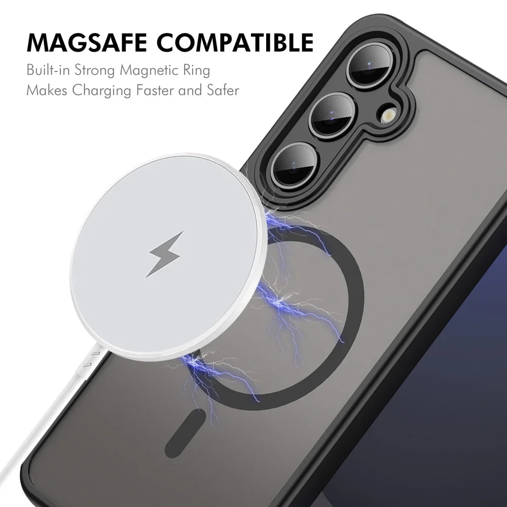 ENKAY HAT PRINCE For Samsung Galaxy A57 5G   Magnetic Case with 9H Tempered Glass PC TPU Matte Phone Cover - Black - 2