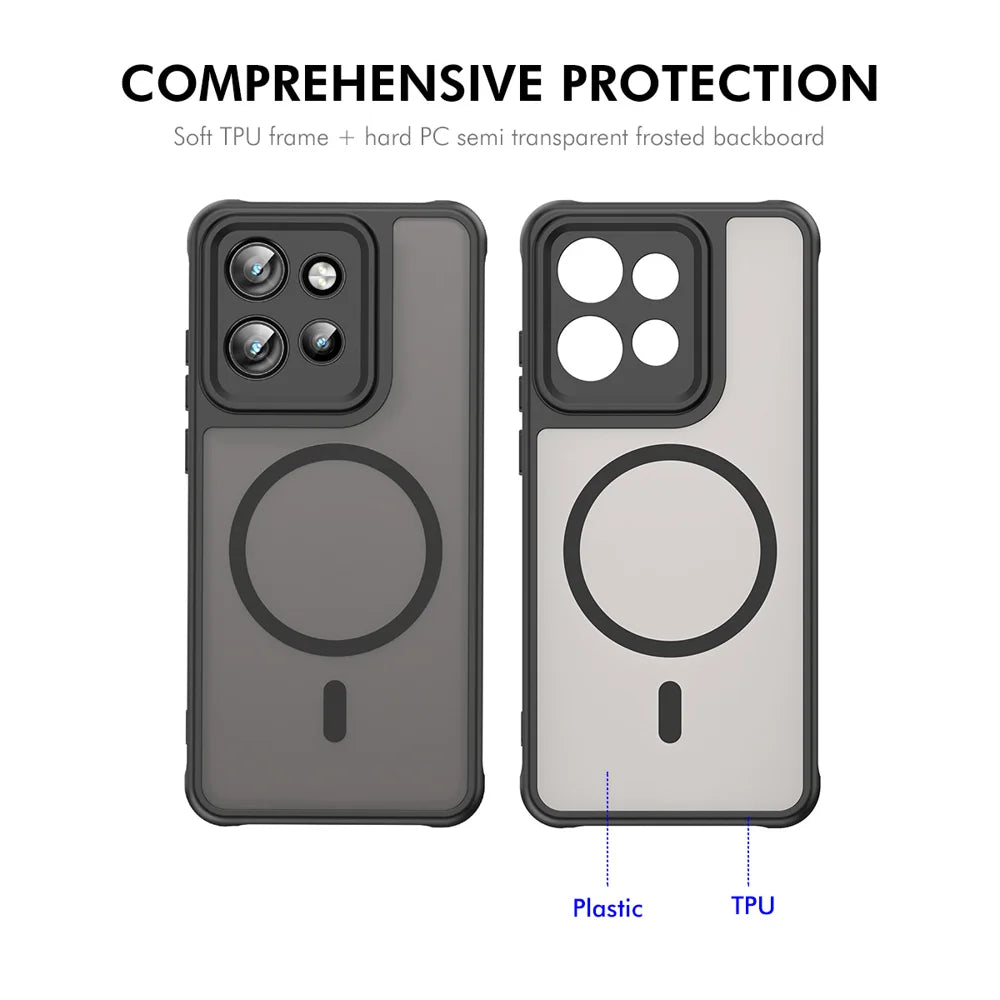 ENKAY HAT PRINCE For Motorola Edge 60 Neo 5G / Edge 50 Neo 5G Magnetic Case with 9H Tempered Glass PC TPU Matte Phone Cover - Black - 3