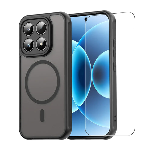 ENKAY HAT PRINCE For Xiaomi 17   Magnetic Case with Tempered Glass Support Ultrasonic Unlocking PC TPU Matte Phone Cover - Black - 1
