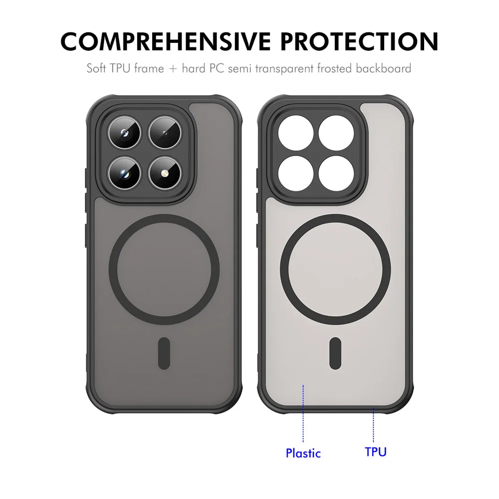 ENKAY HAT PRINCE For Xiaomi 17   Magnetic Case with Tempered Glass Support Ultrasonic Unlocking PC TPU Matte Phone Cover - Black - 3