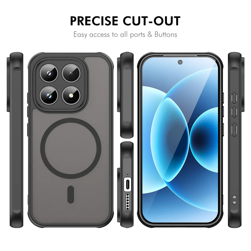 ENKAY HAT PRINCE For Xiaomi 17   Magnetic Case with Tempered Glass Support Ultrasonic Unlocking PC TPU Matte Phone Cover - Black - 5