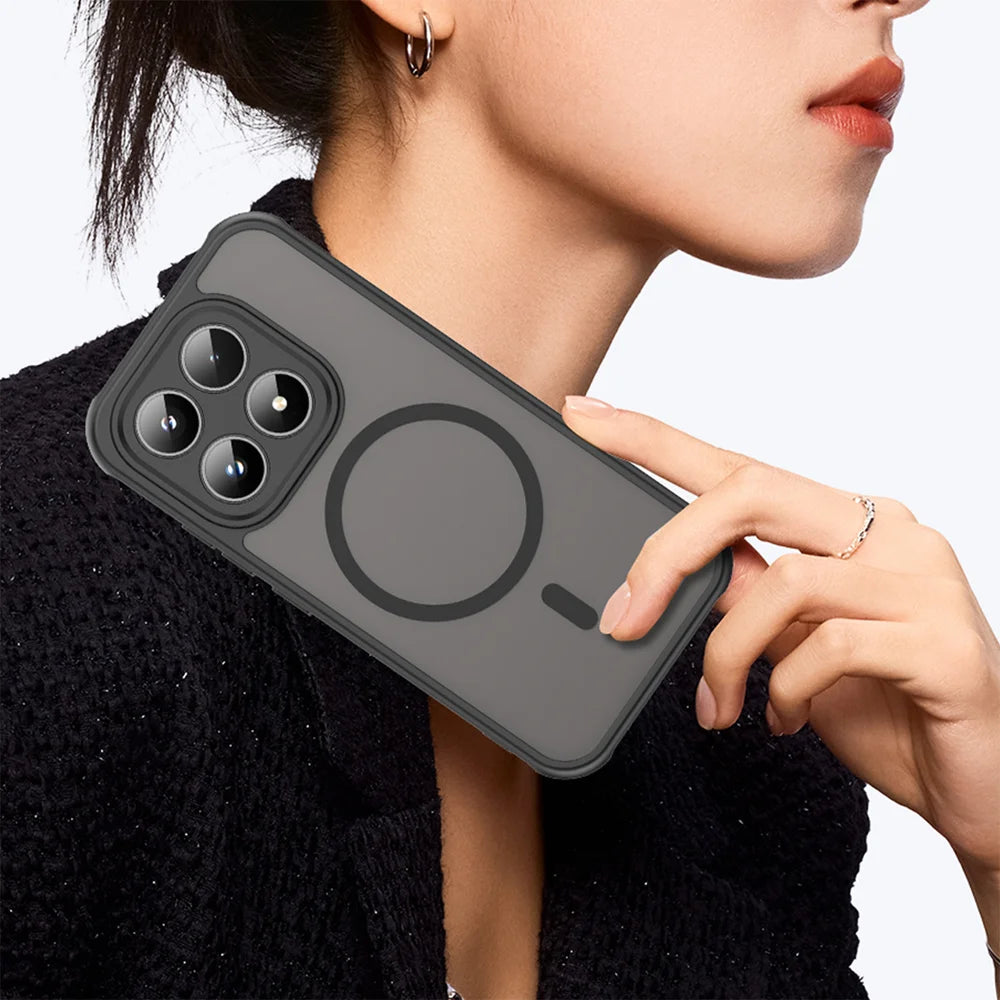 ENKAY HAT PRINCE For Xiaomi 17   Magnetic Case with Tempered Glass Support Ultrasonic Unlocking PC TPU Matte Phone Cover - Black - 6