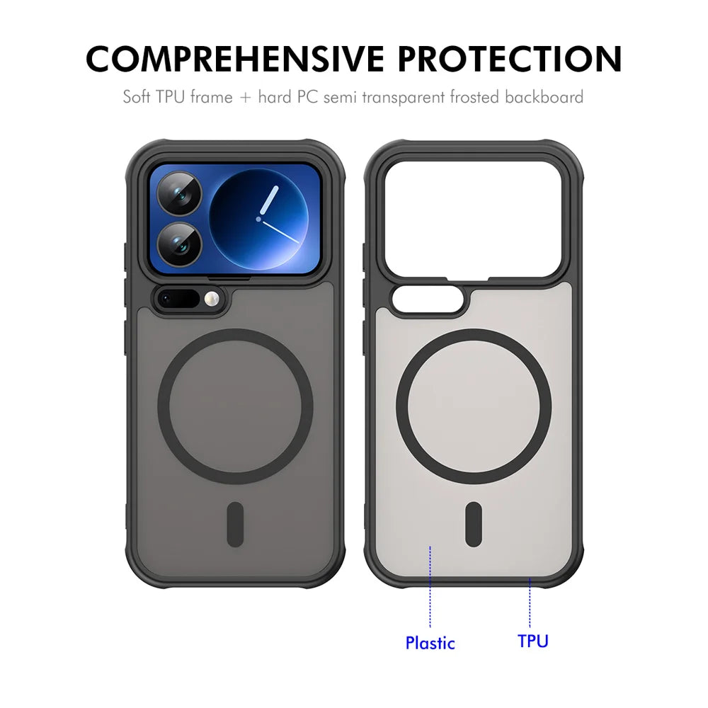 ENKAY HAT PRINCE For Xiaomi 17 Pro Max   Magnetic Case with Tempered Glass Support Ultrasonic Unlocking PC TPU Matte Phone Cover - Black - 3