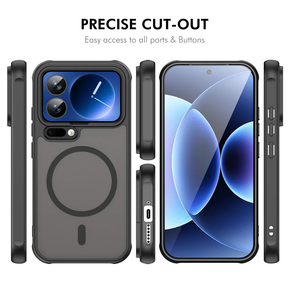 ENKAY HAT PRINCE For Xiaomi 17 Pro Max   Magnetic Case with Tempered Glass Support Ultrasonic Unlocking PC TPU Matte Phone Cover - Black - 5