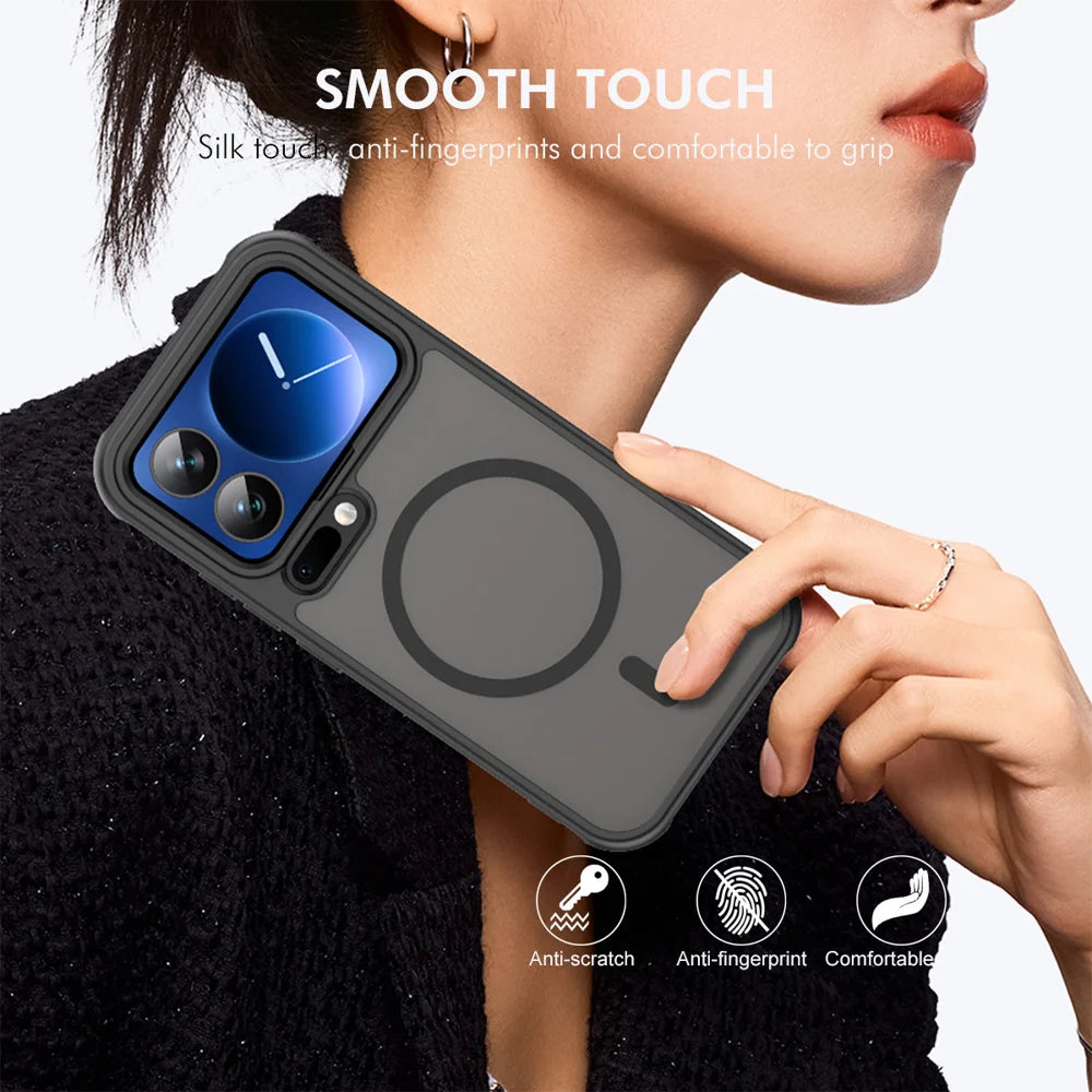ENKAY HAT PRINCE For Xiaomi 17 Pro Max   Magnetic Case with Tempered Glass Support Ultrasonic Unlocking PC TPU Matte Phone Cover - Black - 6