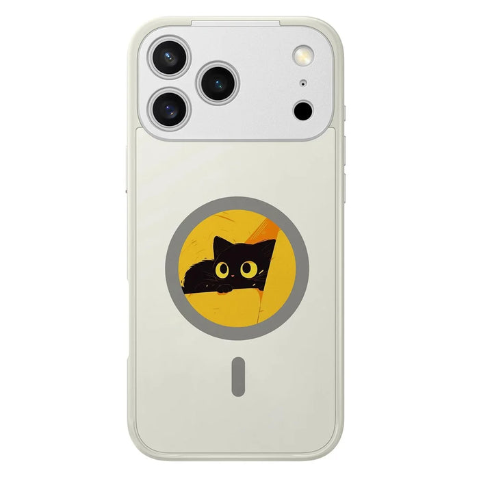 For iPhone 17 Pro Max Magnetic Case 4 Colors NFC DIY Customized Round Screen Smart E-Ink Phone Cover - White - 1