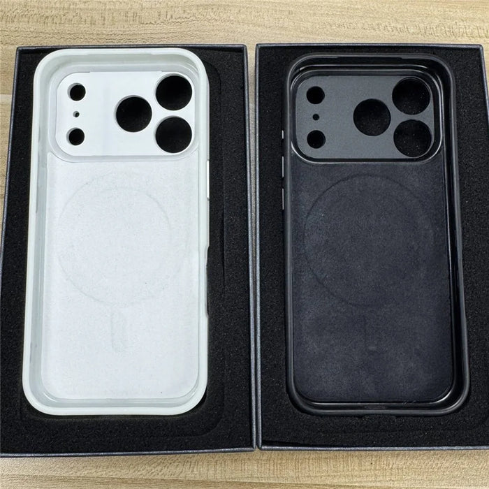 For iPhone 17 Pro Max Magnetic Case 4 Colors NFC DIY Customized Round Screen Smart E-Ink Phone Cover - White - 4