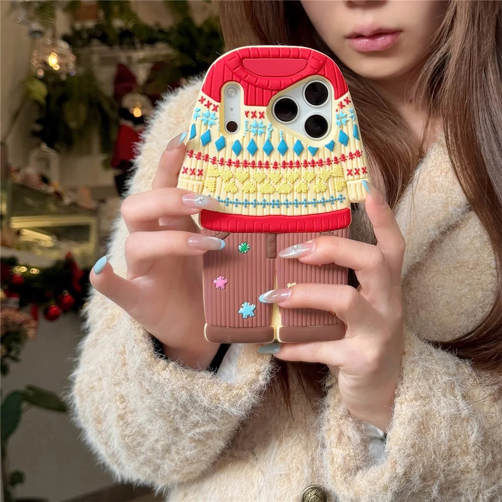 For iPhone 18 Pro / 17 Pro Case Cute Sweater Design Shockproof Silicone Phone Back Cover - 2