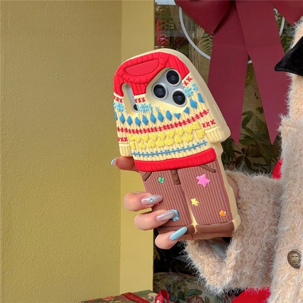 For iPhone 18 Pro / 17 Pro Case Cute Sweater Design Shockproof Silicone Phone Back Cover - 3