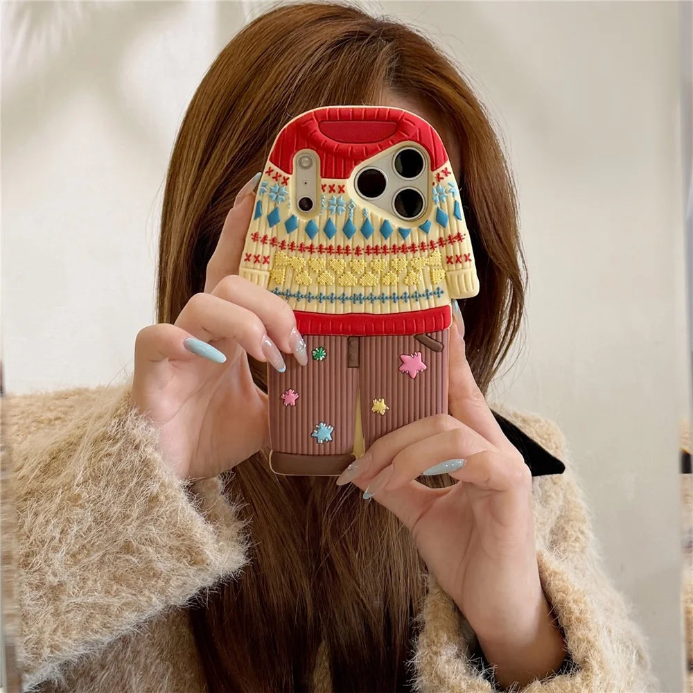 For iPhone 18 Pro Max / 17 Pro Max Case Cute Sweater Design Shockproof Silicone Phone Back Cover - 5