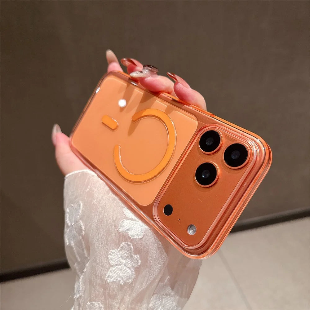 For iPhone 17 Pro Max Case Compatible with MagSafe Shockproof TPU + PC Clear Phone Back Cover - Orange - 3