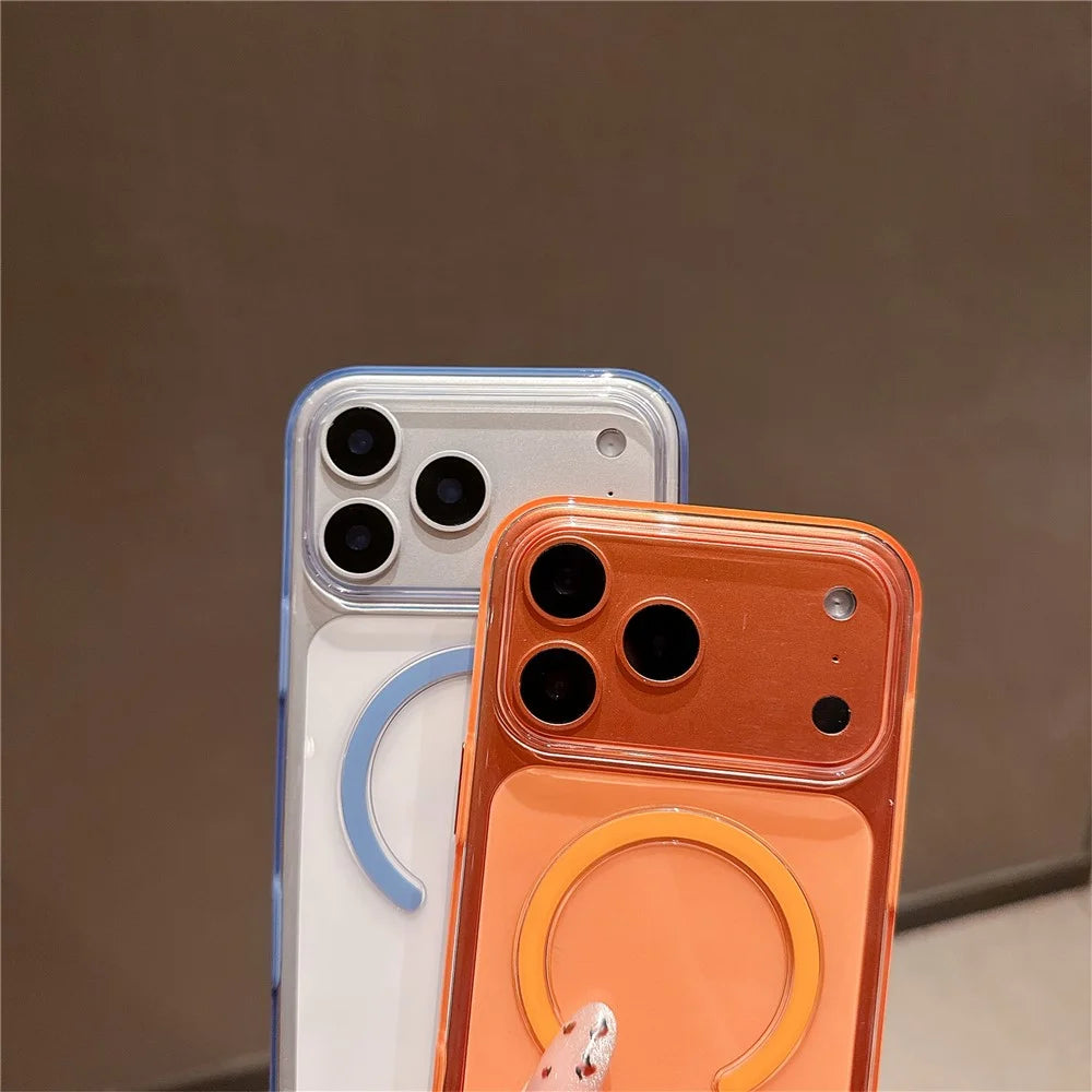 For iPhone 17 Pro Max Case Compatible with MagSafe Shockproof TPU + PC Clear Phone Back Cover - Orange - 5