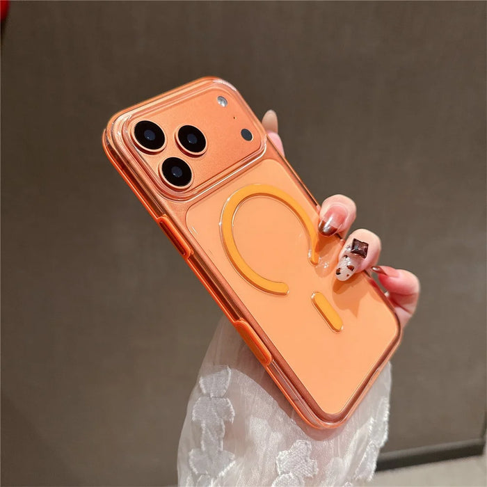 For iPhone 17 Pro Case Compatible with MagSafe Shockproof TPU + PC Clear Phone Back Cover - Orange - 2