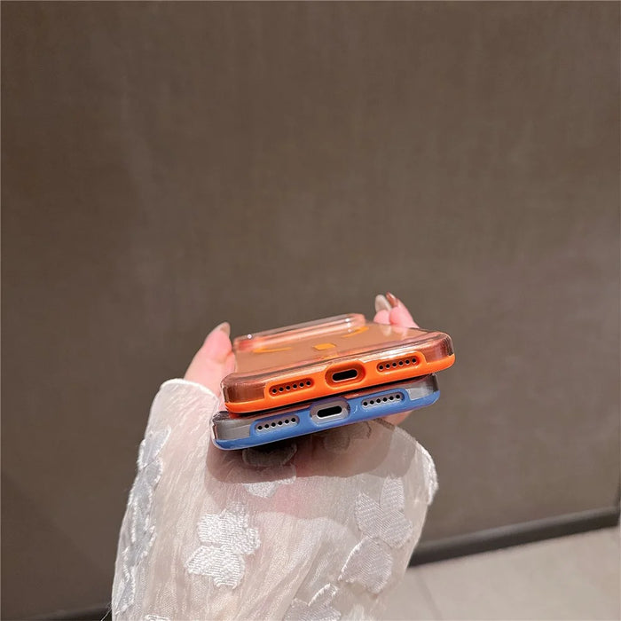 For iPhone 17 Pro Case Compatible with MagSafe Shockproof TPU + PC Clear Phone Back Cover - Orange - 7