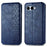 For T-Mobile REVVL 8 Case Rhombus Imprint PU Leather Wallet Phone Cover - Blue - 1