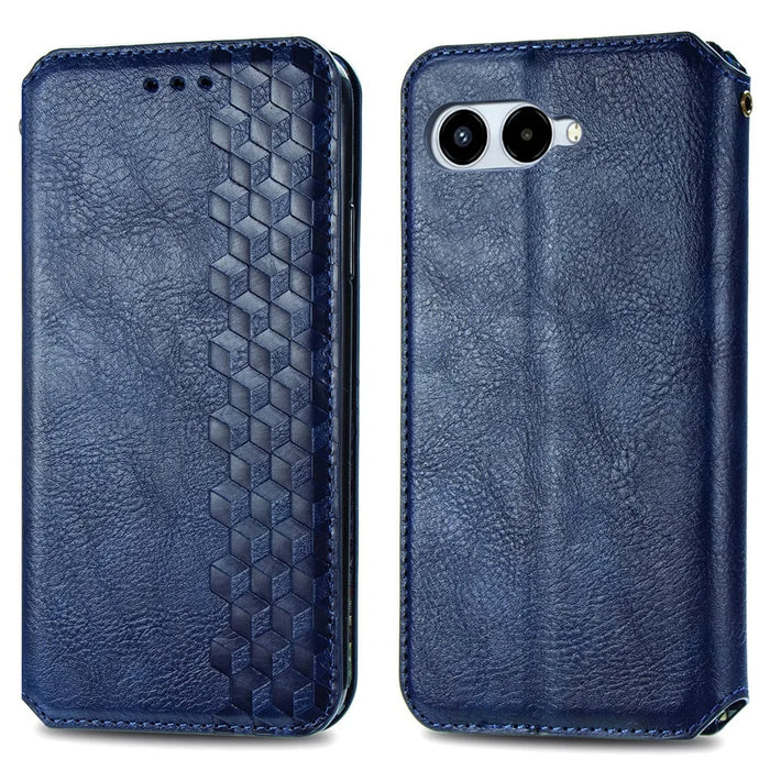 For T-Mobile REVVL 8 Case Rhombus Imprint PU Leather Wallet Phone Cover - Blue - 1