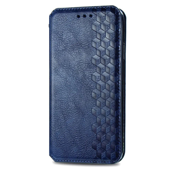 For T-Mobile REVVL 8 Case Rhombus Imprint PU Leather Wallet Phone Cover - Blue - 5