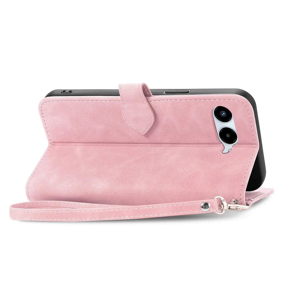 For T-Mobile REVVL 8 Zipper Wallet Case with Strap Flower Imprint PU Leather Phone Cover - Pink - 4