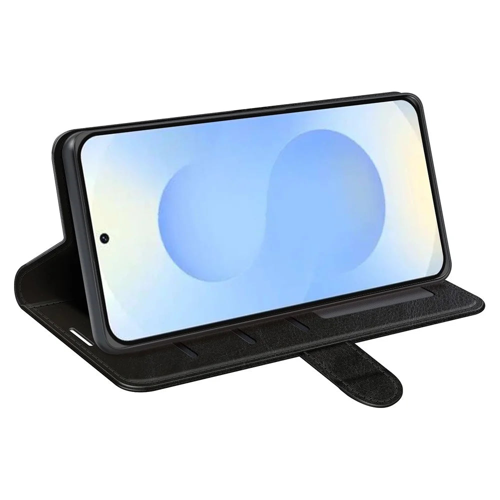 For Samsung Galaxy S26+ Case Crazy Horse Texture Stand Leather Phone Cover - Black - 3