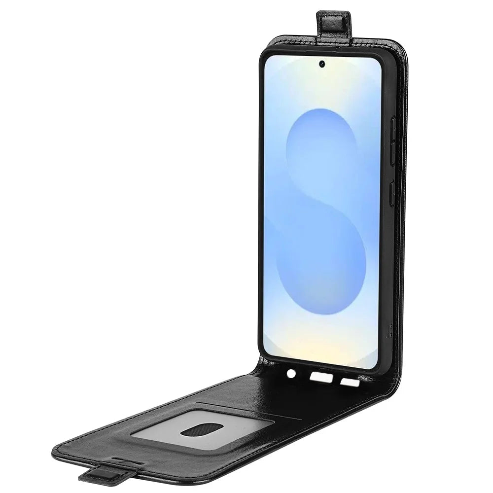 For Samsung Galaxy S26+ Case with Card Slots Vertical Flip Leather Phone Cover - Black - 2
