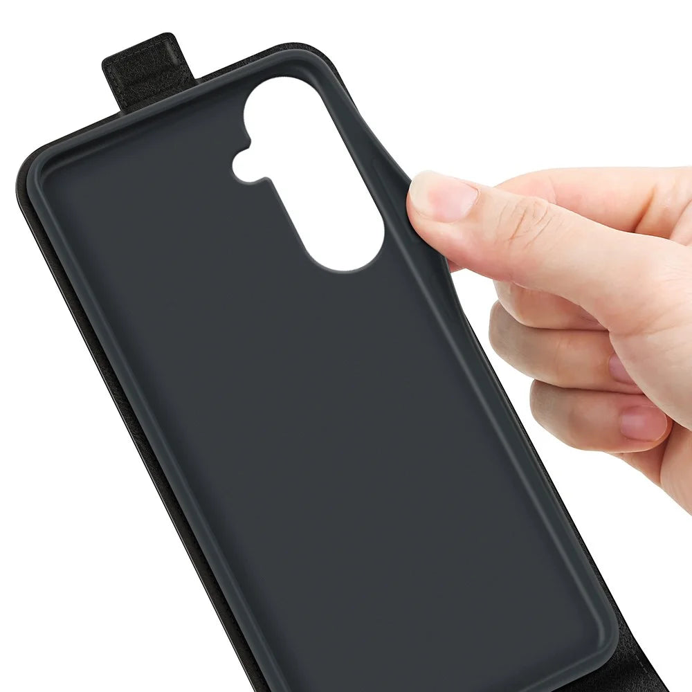 For Samsung Galaxy S26+ Case with Card Slots Vertical Flip Leather Phone Cover - Black - 6