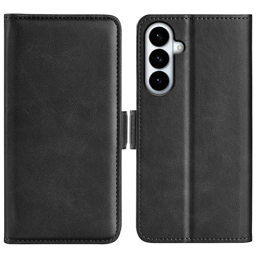 For Samsung Galaxy S26+ Case Calf Texture Leather Wallet Phone Cover - Black - 1
