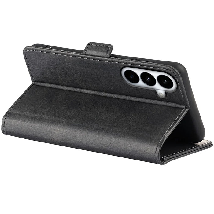 For Samsung Galaxy S26+ Case Calf Texture Leather Wallet Phone Cover - Black - 4