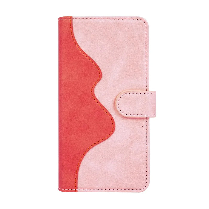 For Samsung Galaxy S26+ Wallet Case Leather Phone Cover Splicing Color - Pink - 6