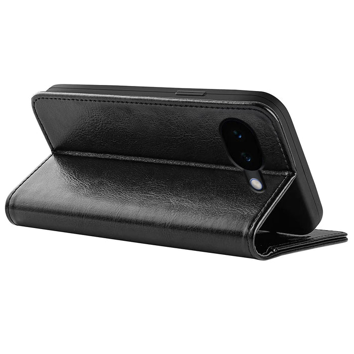 For Google Pixel 10a Case Crazy Horse Texture Stand Leather Phone Cover - Black - 4