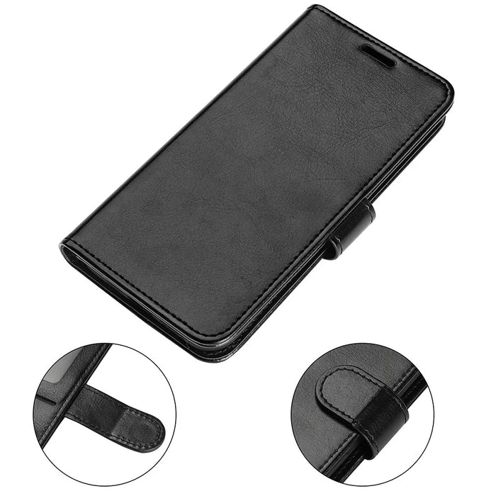 For Google Pixel 10a Case Crazy Horse Texture Stand Leather Phone Cover - Black - 6