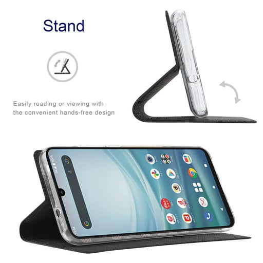 VILI DMX Series for Sharp Aquos Sense 7 Plus PU Leather Stand Card Slots Case Magnetic Absorption Flip Protective Phone Cover - Black - 2