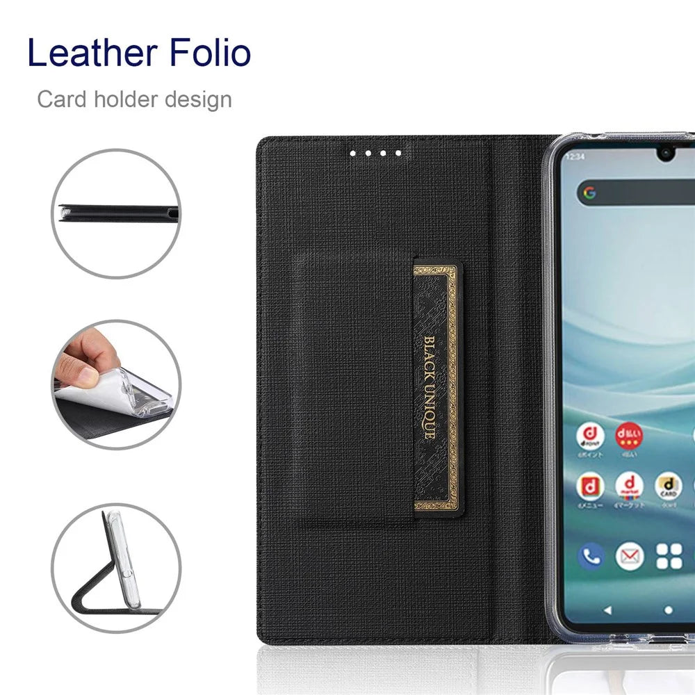 VILI DMX Series for Sharp Aquos Sense 7 Plus PU Leather Stand Card Slots Case Magnetic Absorption Flip Protective Phone Cover - Black - 3