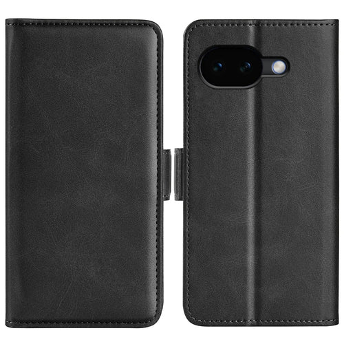For Google Pixel 10a Case Calf Texture Leather Wallet Phone Cover - Black - 1