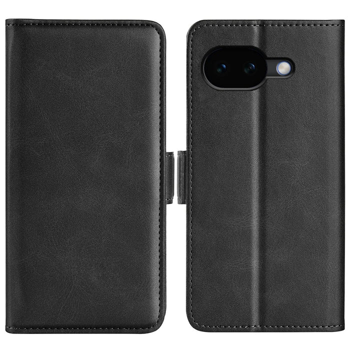 For Google Pixel 10a Case Calf Texture Leather Wallet Phone Cover - Black - 1