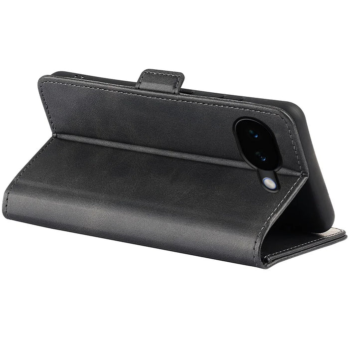 For Google Pixel 10a Case Calf Texture Leather Wallet Phone Cover - Black - 4