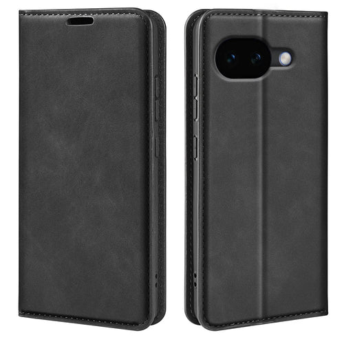 For Google Pixel 10a Case Skin Touch Leather Wallet Phone Cover - Black - 1